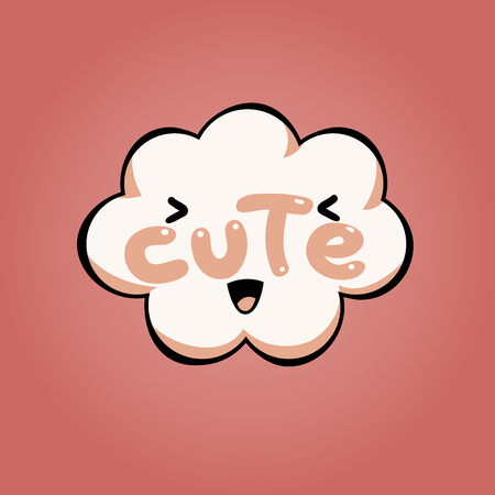 Vector seamless pattern kawai cloud isolated on pink background. Cute backdrop for your designのイラスト素材