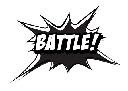 Monochrome vector Battle speech bubble. Black and white emotional icon isolated. Comic and cartoon styleのイラスト素材
