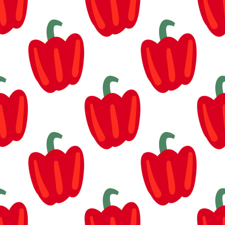 Vegetable seamless pattern with bulgarian pepper on a white background. Healthy food backdrop for your design. Vector illustrationのイラスト素材