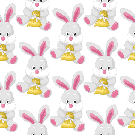 Vector seamless pattern with bunnies. Cute animal backdrop for textiles and any other design for childrenのイラスト素材