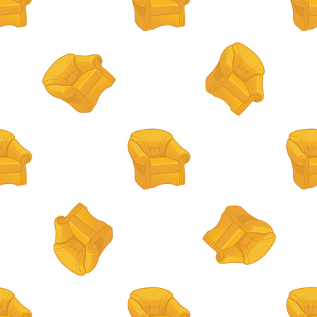 Vector seamless pattern with yellow chairs on a white background. Stylish furniture themes backdrop for textiles and any other designのイラスト素材
