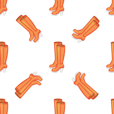 Vector seamless pattern with yellow women boots on a white background. Stylish fashion themes backdrop for textiles and any other designのイラスト素材