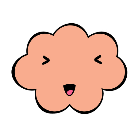 Cute cloud with a face. Colorful emotional icon isolated on white background. Comic and cartoon styleのイラスト素材