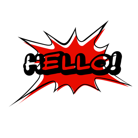 Vector Hello speech bubble. Colorful emotional icon isolated on white background. Comic and cartoon styleのイラスト素材