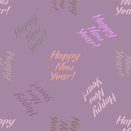Happy New Year inscription seamless pattern. Stylish backdrop in gray colors for Christmas winter holidays designのイラスト素材