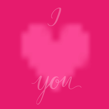 Pink heart and I LOVE YOU inscription background. Valentines Day romantic vector illustration. Cute element of design for flyers, invitations, cardsのイラスト素材