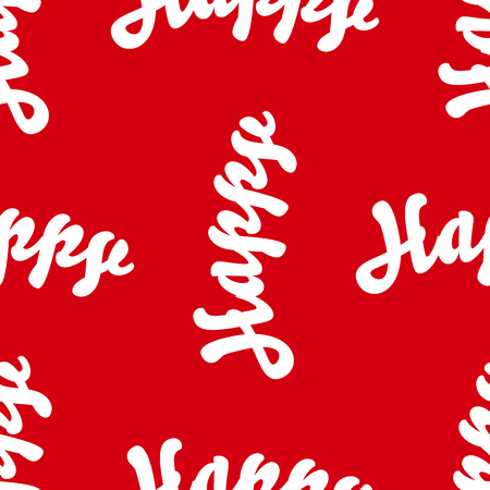 Red seamless background for greeting card or invitation. Happy inscription. Festive backdrop. Vector illustrationのイラスト素材
