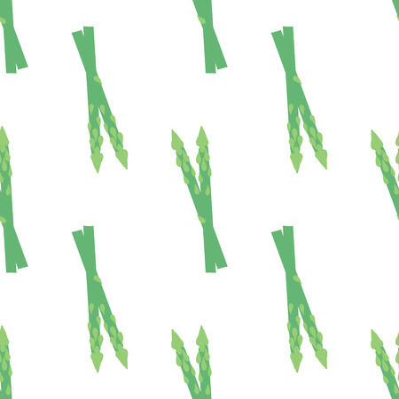 Vector seamless pattern with hand drawn vegetables. Farm market products. Asparagus. Simple vegetarian food drawingのイラスト素材
