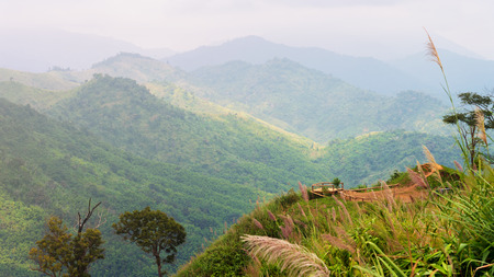 Viewpoint on the mountain Background in Beautiful time. Stunning viewの写真素材