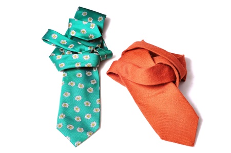 Green and orange neck tieの写真素材