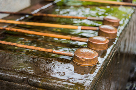 water scoop in japanese templeの写真素材