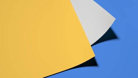 3D rendering illustration Paper coner rollup background colorful blue and yellowの写真素材