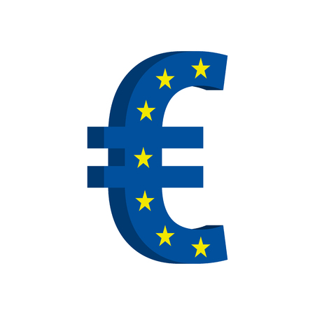 Euro (EUR) currency symbol with flag - Vectorのイラスト素材