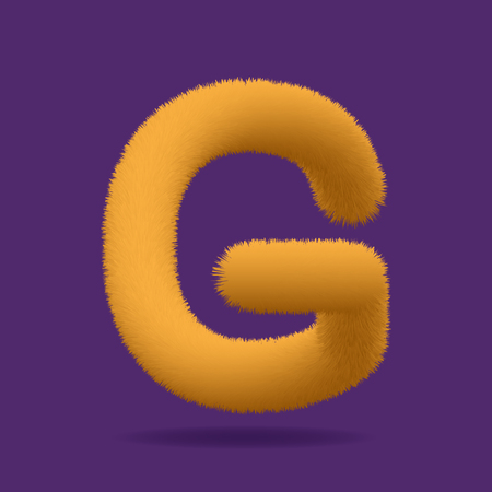 Orange Fur Uppercase Letter G, Alphabet Made Of Fur Texture - Vectorのイラスト素材