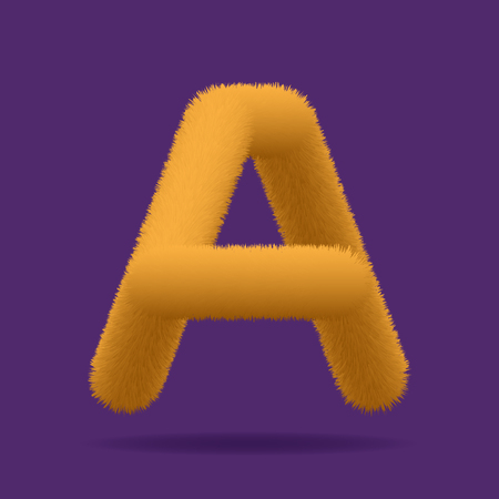 Orange Fur Uppercase Letter A, Alphabet Made Of Fur Texture - Vectorのイラスト素材