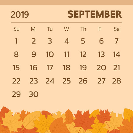 Calendar for September 2019 with autumn theme - Vectorのイラスト素材