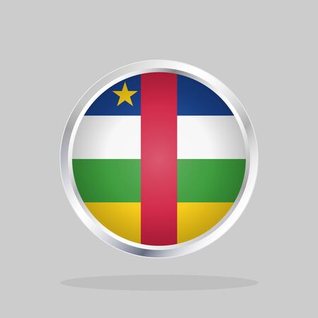 Flag of Central African Republic, Glossy Round Button With Metallic Frameのイラスト素材