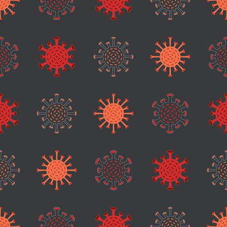Virus seamless pattern on dark gray background.のイラスト素材