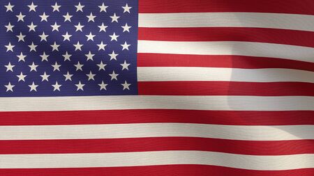 3D Rendering - Close Up flag of United States. Realistic waving fabric America national flag.の写真素材