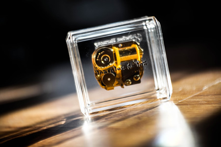 small music box in crystal glass