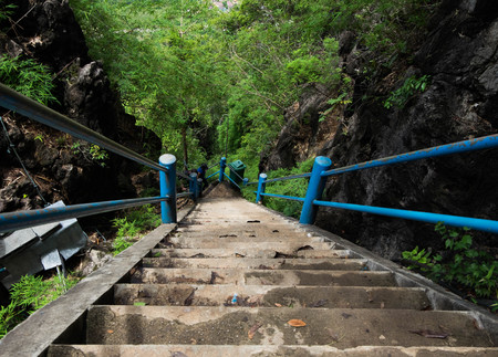 dirty stair in the forest background