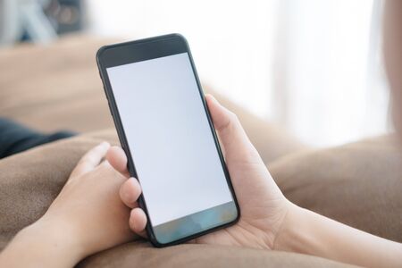 Asian women  using smartphone in stay at home comcept for protect COVID-19の写真素材