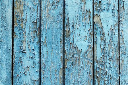 old blue painted wood texture horizontal backgroundの写真素材