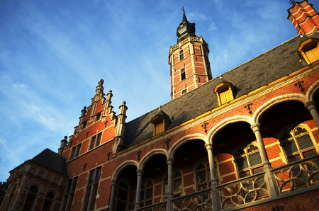 old belgian brickwork house an a towerのeditorial素材