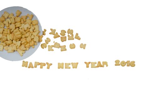 Cracker ABC happy new year on white backgoundの写真素材