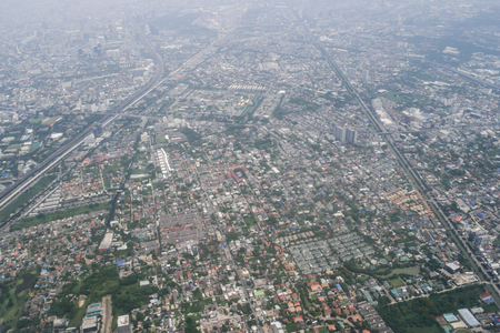Bangkok City, Take a photo form the plane.の写真素材