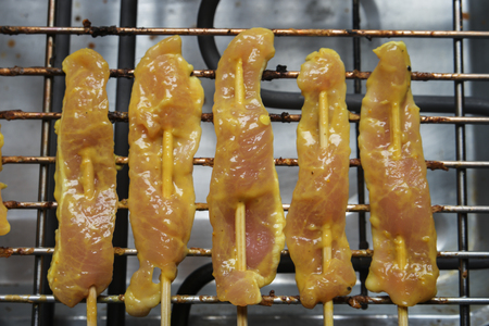 Raw pork sausages for grill.の写真素材