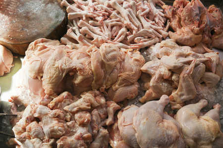 Chicken meat for sale in market.の写真素材
