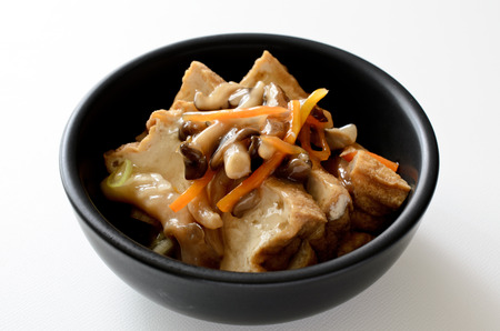 Thick fried tofu with a thick starchy sauceの写真素材