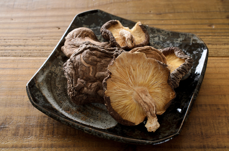 Dried shiitake mushroomsの写真素材