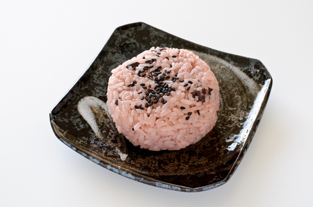 Red rice onigiriの写真素材