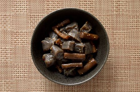 Simmered konjak and burdock root