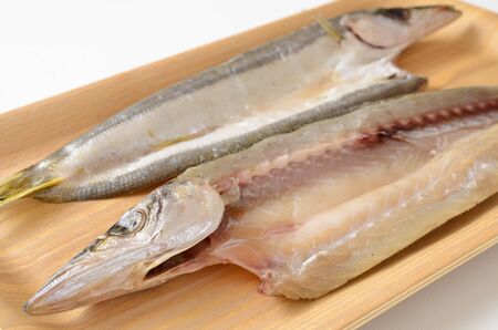 Image of cut open and dried barracuda