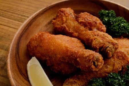 fried chicken drumstickの写真素材