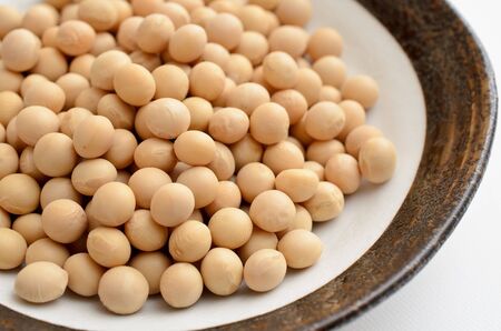 dried yellow soybeansの写真素材