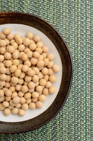 dried yellow soybeansの写真素材