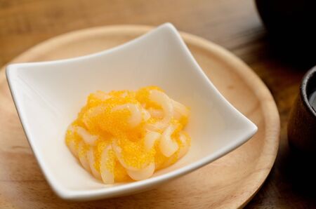 squid sashimi with herring roeの写真素材
