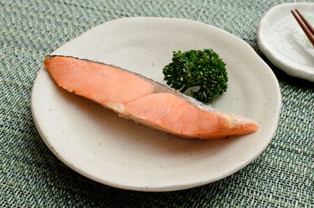 japanese style grilled salmonの写真素材