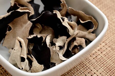 dried wood ear mushroomの写真素材