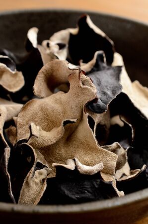 dried wood ear mushroomの写真素材