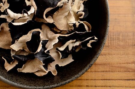 dried wood ear mushroomの写真素材