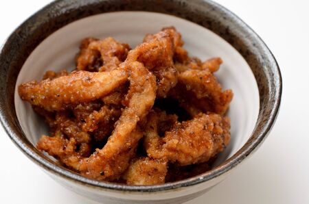 japanese fried chicken skinの写真素材