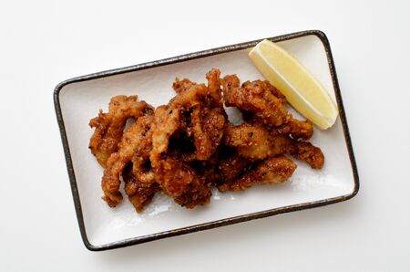 japanese fried chicken skinの写真素材