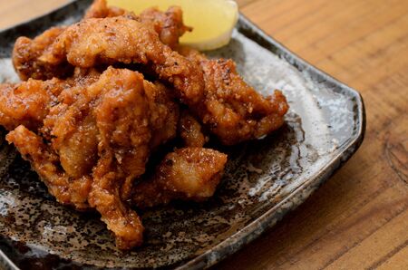 japanese fried chicken skinの写真素材