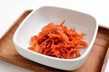 dried squid kimchiの写真素材