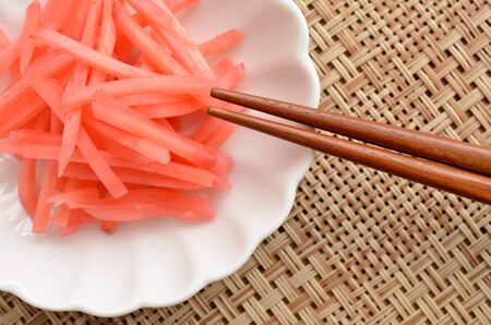 red pickled gingerの写真素材
